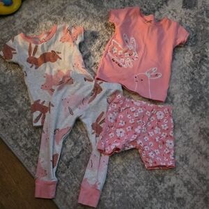 Carter's Pink and Gray Bunny Pajama Set